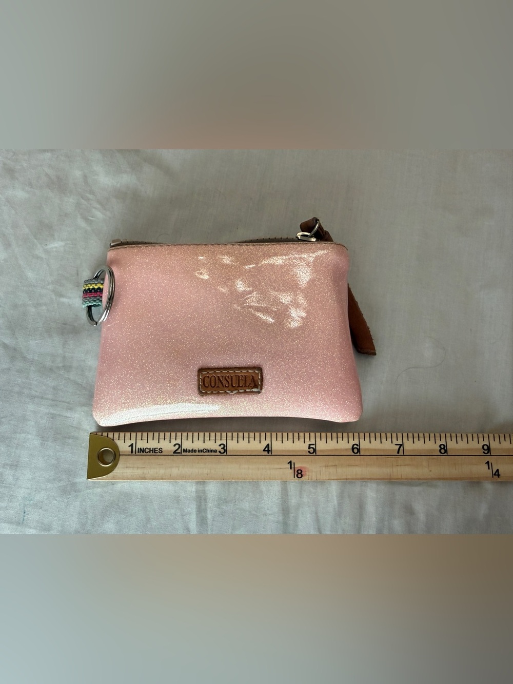 Consuela Shimmer Pink Cosmetic Pouch with Wrist Strap